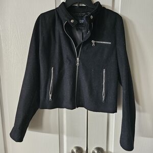 Gap wool biker jacket in true black, medium